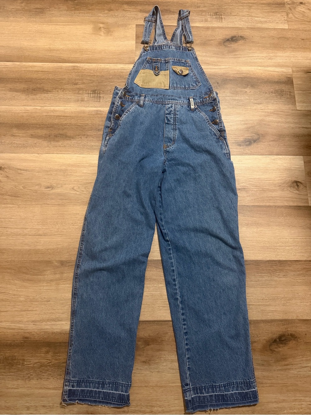 Revolt Womens Medium Denim Blue Bib Overalls Vintage 90s Relaxed 100% Cotton